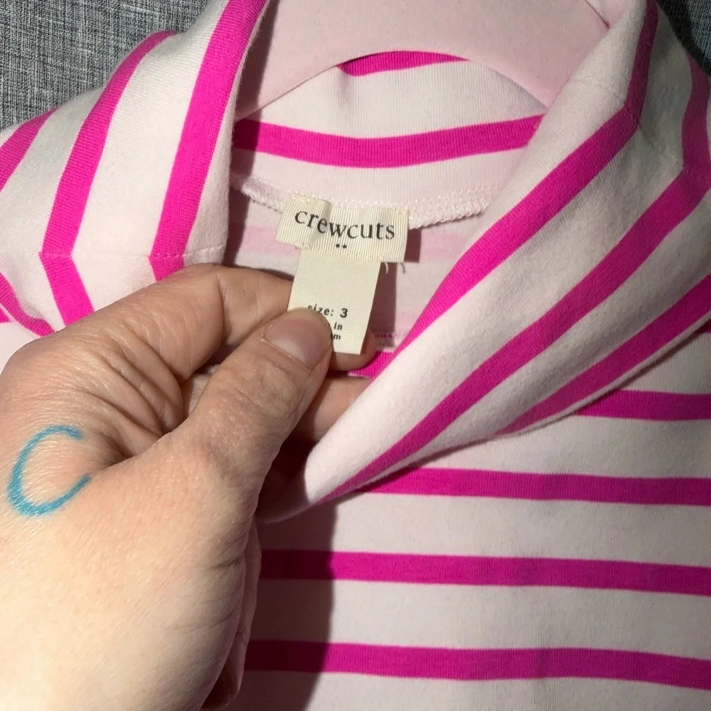 Crewcuts Pink and White Striped Turtleneck dress size 3
